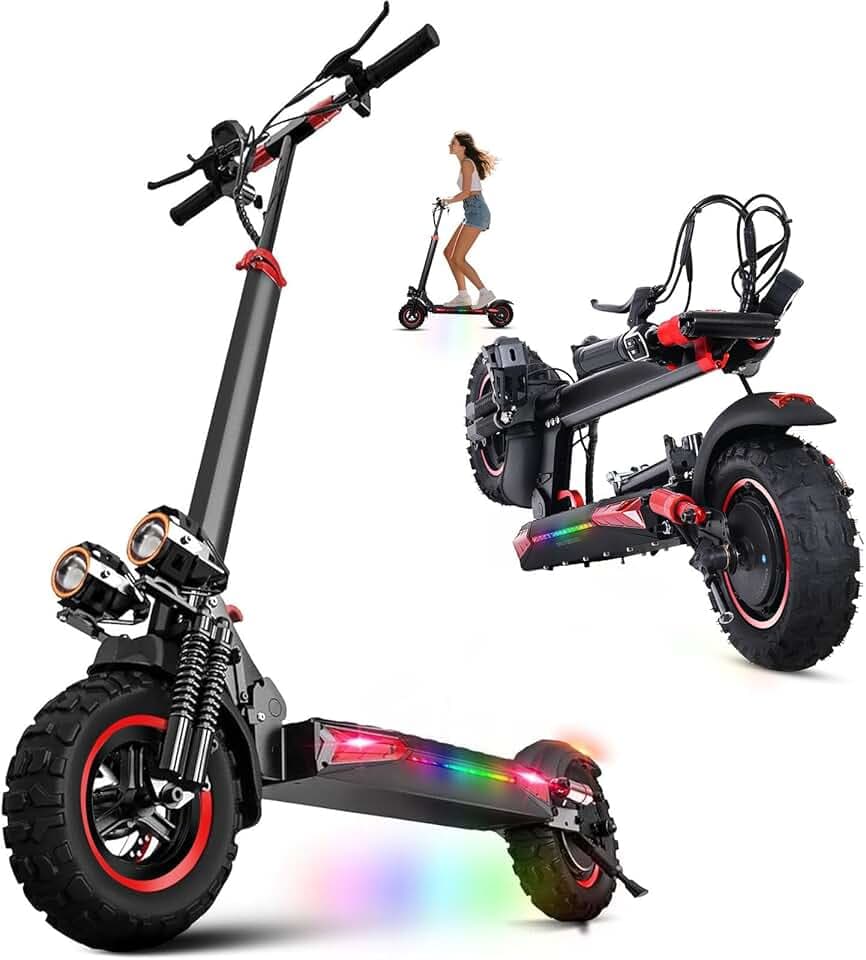 Trottinette Électrique Adulte 1200W Moteur, Autonomie 45-55KM Batterie 48V 18Ah Trotinette Electrique Pliante Portable, Roues 11" Tout Terrain Double Suspension Frein à Disque Double Escooter