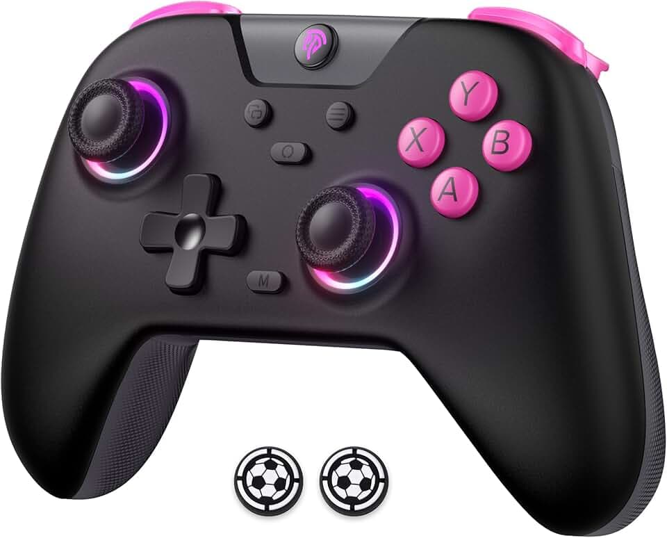 EasySMX X05 Manettes PC Sans Fil Rechargeable avec RGB/Vibration/Hall Joystick/Hall Trigger, Manette PC Bluetooth pour Gamer/Switch/Mobile/Android/iOS/Android TV Box, 750 mAh, Noir