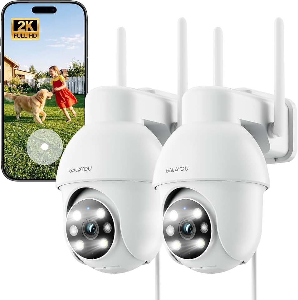 GALAYOU 2K 3MP Camera Exterieur, Caméra de Surveillance Extérieur Y4-2P | Camera Surveillance WiFi Exterieure Étanche IP65, Vision Nocturne Couleur, Suivi Intelligent 360°, Alerte Instantanée, Alexa