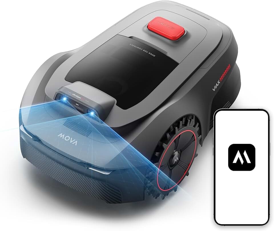 MOVA ViAX 250 Robot Tondeuse sans Fil périphérique, Recommandé 250 m², Cartographie à Assistance IA, Trajectoire en U, Évitement Double Vision, Coupe Bordure Optimisée, Tous Terrains, Contrôle App