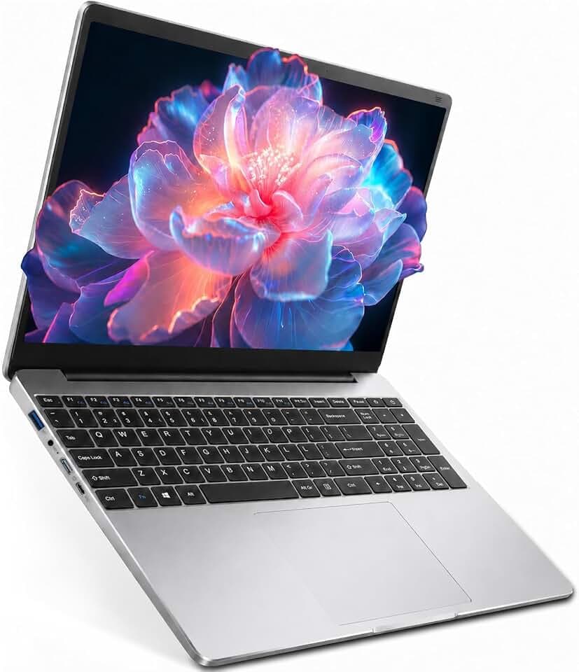 Ordinateur Portable Windows 11 Laptop, Clavier Anglais avec Film AZERTY de Silicone, 15,6" Windows 11 et 1 an à Office 365 1 an, 5205U Jusqu'à 2,3 GHz, 4 Go RAM 128 Go ROM Extensible TF 512Go | Ordinateur portable 15,6", Office 365 1 an préinstallé, 5205U (jusqu'à 2,3 GHz), 4 Go de RAM, 128 Go, extensible TF 512 Go