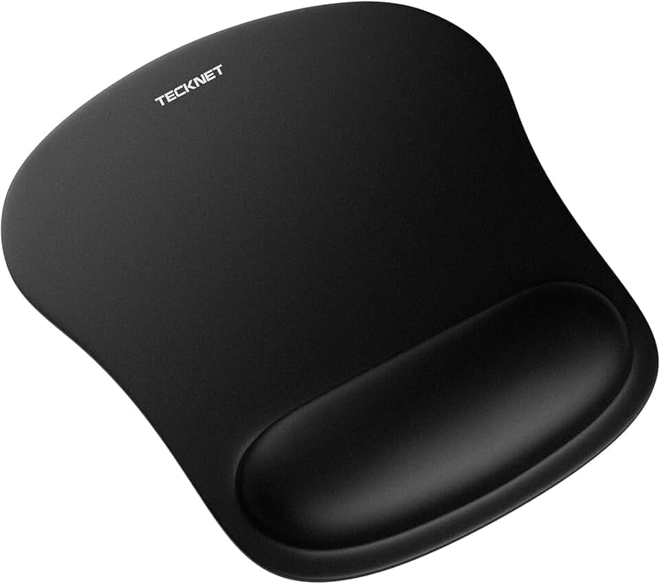 TECKNET Tapis de Souris,Tapis de Souris Ergonomique avec Repose Poignet, Mousepad avec Mousse à Mémoire de Forme, Résistant à Usure Lavable Tapis Souris Parfait pour Ordinateur, Bureau, Travail Global Recycled Standard