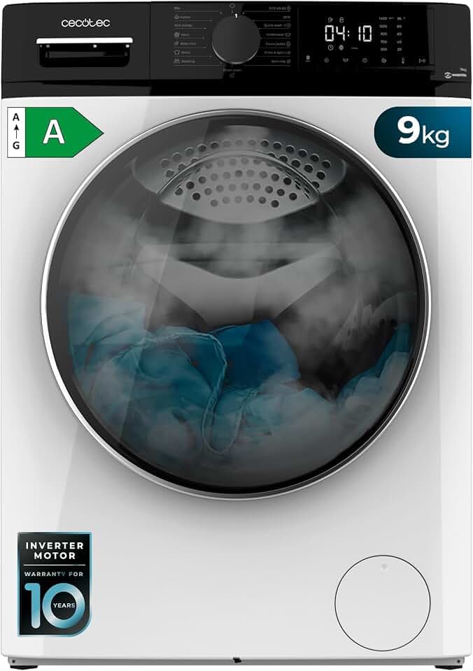 Cecotec Bolero Dresscode 9610 Inverter A. 2000W, 1400 tr/min, fonction vapeur, moteur Inverter Plus, 15 programmes, optimise le niveau d'eau et le temps de lavage Étiquetage Énergétique