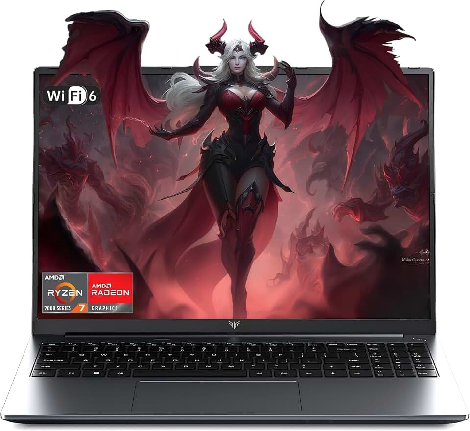 16,1'' FHD Ordinateur Portable Gaming ave Processeur Ryzen 7 7730U | CPU (Jusqu'à 4.5 GHz),8C/16T - 16Go RAM DDR4x2 + 512Go M.2 SSD – Win 11 pro – PC Portables ave Clavier Rétroéclairé et WiFi 6