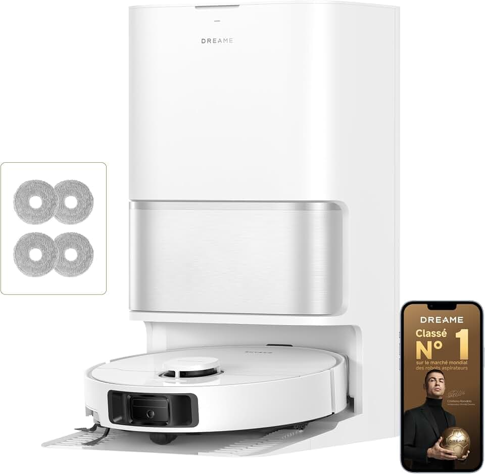 dreame L10s Ultra Gen 3 Kit Robot aspirateur Laveur, aspi 25 000 Pa | Brosse Latérale Rétractable à Levage, AceClean DryBoard, Auto-Nettoyage Serpillière, Séchage à l’Air Chaud, Contrôle App