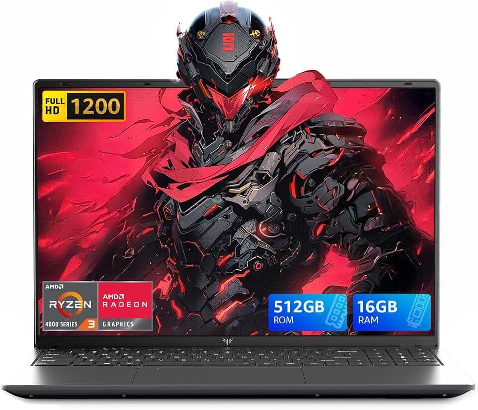 ACEMAGIC Ordinateur Portable 16 Pouces, Processeur Ryzen 4300U, Jusqu'à 3,7 GHz, 16 Go de Mémoire Vive DDR4, SSD de 512 Go, Carte Graphique Radeon, Wi-FI, Bluetooth, PC Portable Polyvalent pour