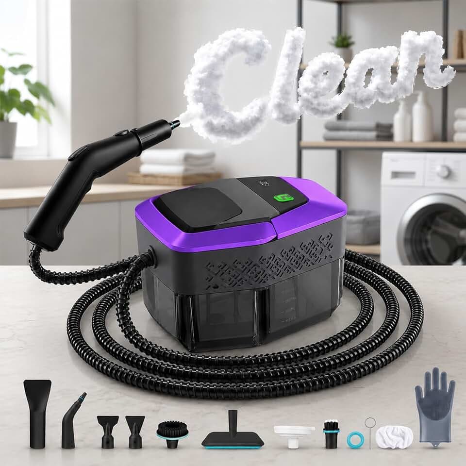 Nettoyeur Vapeur 2500W 4Bar Nettoyeur Vapeur Portable Haute Pression Steam Cleaner Chauffage Instantané 10S 140 °C Vapeur 1,8L Réservoir Câble 5M Nettoyant Nettoyeur Vapeur a Main pour Cuisine Voiture