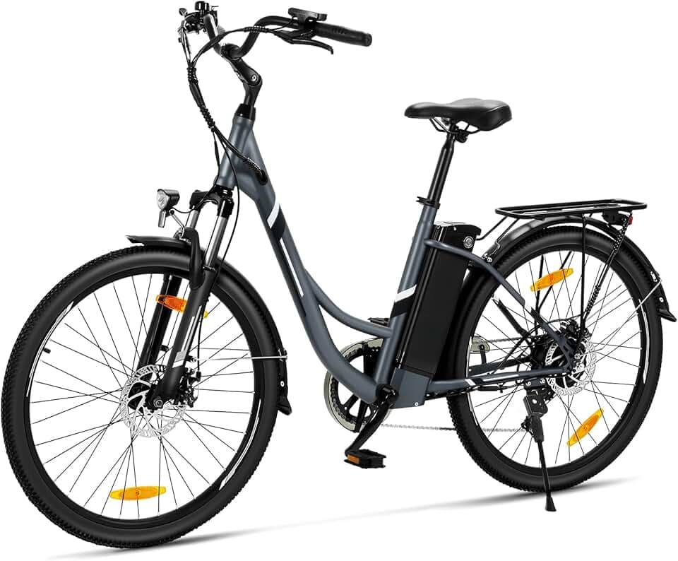 Touroll B1 Vélo Électrique, 26" vélo électrique Urbain avec 36V 15.6Ah Batterie Amovible, Vélo de Ville électrique 250W, 7 Vitesses, E-Bike Urbain pour Adulte