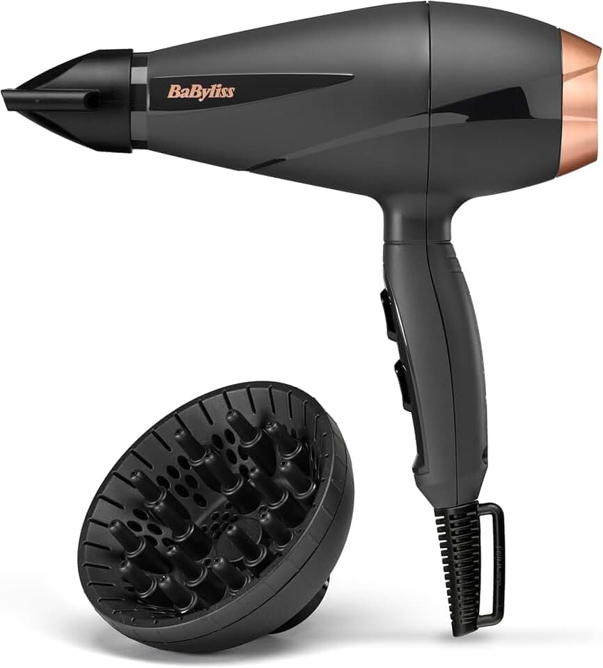 BaByliss Sèche-cheveux Smooth Pro - Sèche-cheveux puissant de 2100W, Fabriqué en Italie, Technologie ionique anti-frisottis, 3 réglages de température et 2 réglages de vitesse, Noir, 6709DE