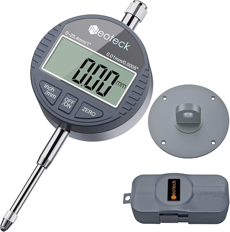 Neoteck DTI Comparateur Numérique 0.01/.0005'' Comparateur Mécanique Indicateur de Palpeur Numérique Gamme 0-25.4mm/1'' Indicateur Electronique Mesure Jauge à Cadran Numérique Global Recycled Standard