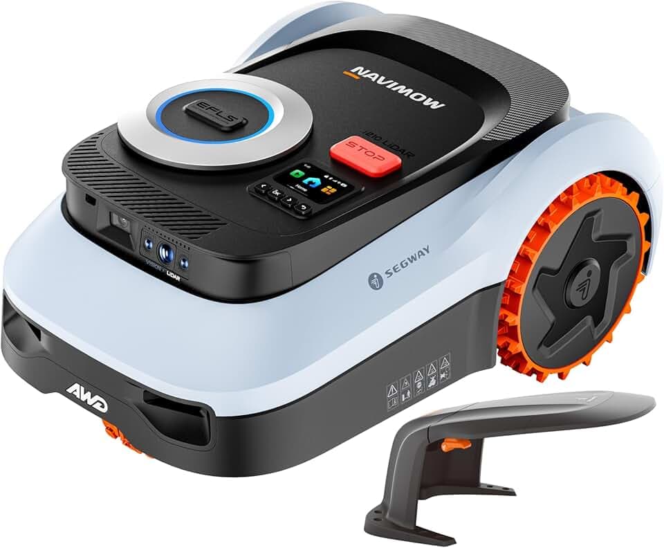 Segway Navimow i210 LiDAR Pro Robot Tondeuse avec Garage M, Navigation LiDAR+Vision+RTK réseau, Xero-Turn AWD, cartographie Automatique, Monte Les pentes jusqu'à 55% (expédié séparément)