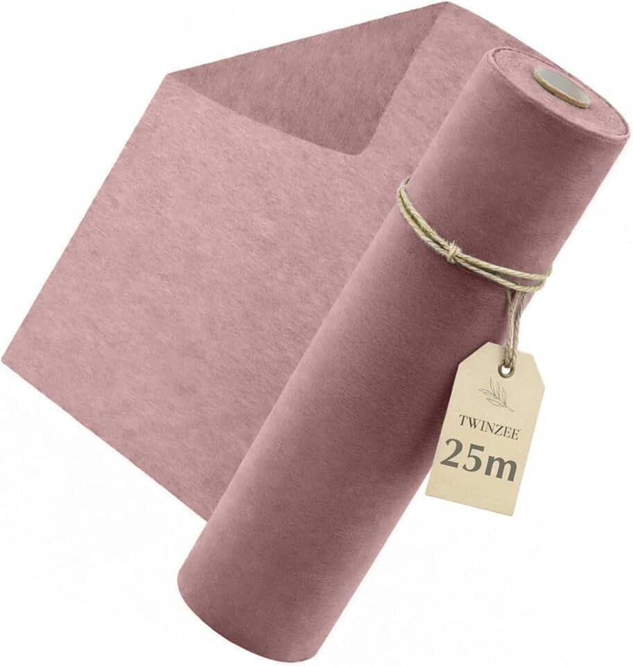 Twinzee Twinzee Chemin De Table Rose Poudré Non Tissé 30cm x25m, Decoration de Table pour Anniversaire, Mariage, Communion et Autre Occasions Spéciales