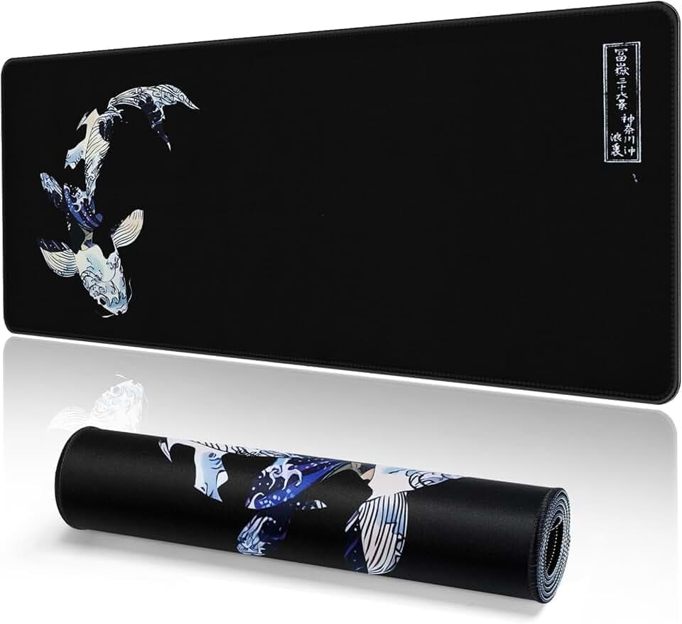 EFISH Tapis de Souris de Jeu Japonais XXL 800 x 300 mm Grand Tapis de Bureau Bords Cousus Imperméable Antidérapant pour PC, MacBook, Ordinateur Portable Améliore la précision et la Vitesse. (A3)