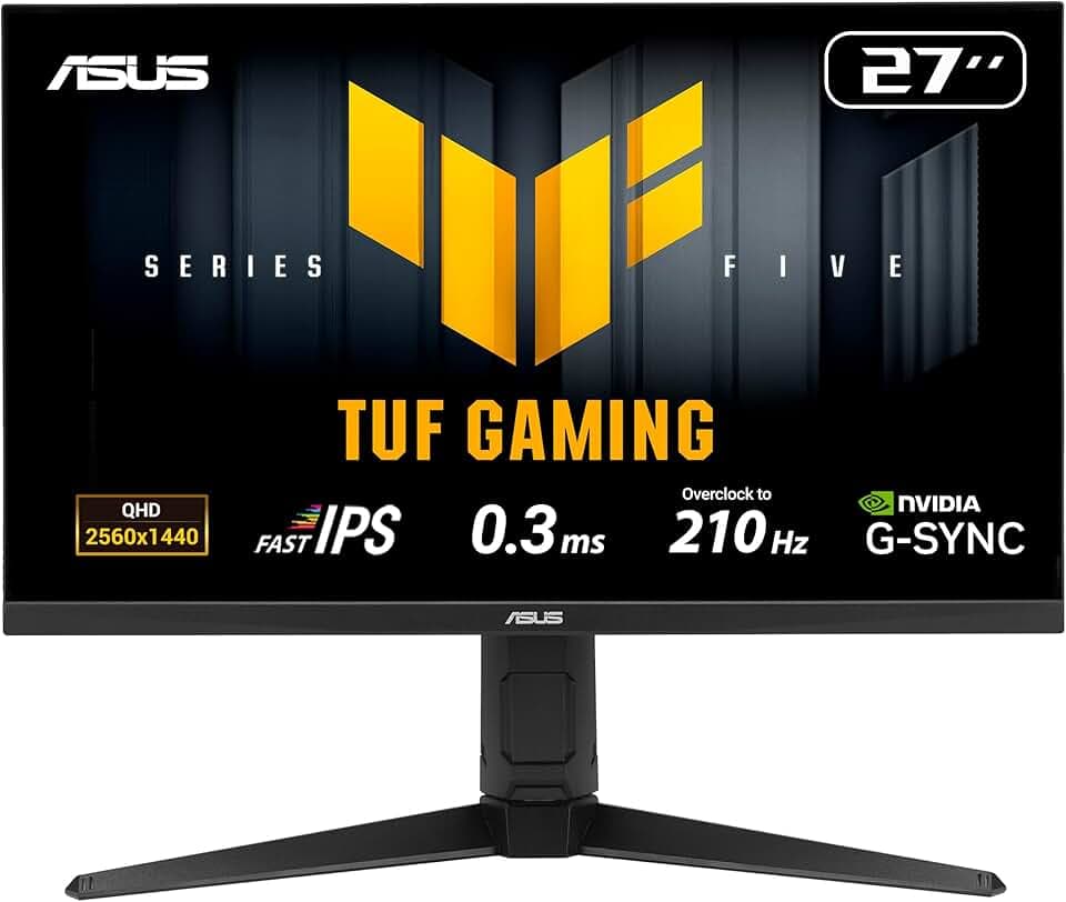 ASUS TUF Gaming VG27AQL5A - Moniteur Gaming 27" QHD (2560x1440), 210Hz (OC), Fast IPS, ELMB Sync, 0.3ms GTG, Haut-parleurs Stéréo, DisplayWidget Center, Gaming AI, Ajustable en Hauteur