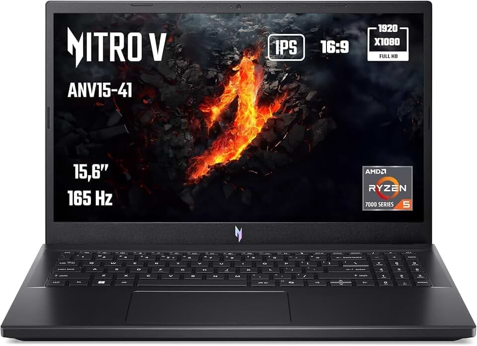acer Nitro V 15 I PC Portable Gaming 15.6'' FHD LCD 165Hz I NVIDIA GeForce RTX 4050 I AMD Ryzen 5 7535HS I 16 Go RAM I 512 Go SSD I Windows 11 Home I Noir I Clavier FR AZERTY I ANV15-41-R4FN