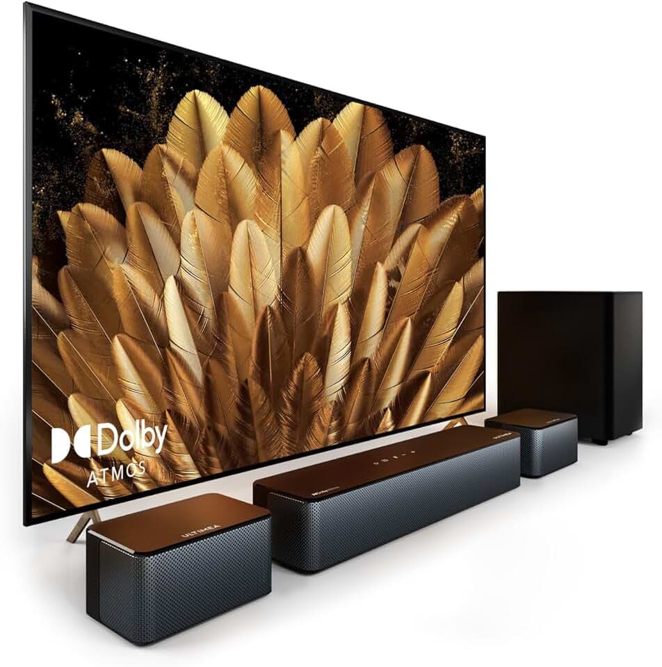 ULTIMEA Barre de son 5.1 avec Dolby Atmos, système de son surround 3D, barre de son pour TV avec caisson de basses, 2 haut-parleurs arrière, barre de son Bluetooth 5.3 avec basses réglables, Poseidon