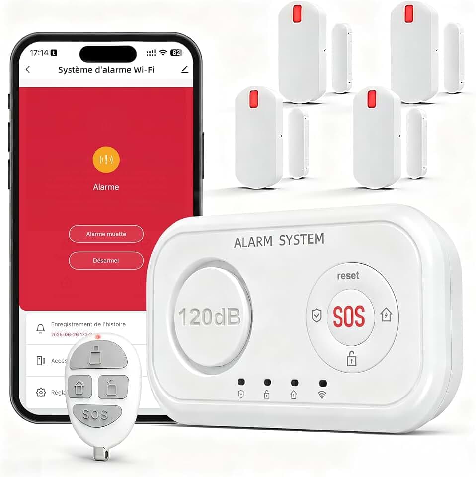 YISEELE Alarme Maison sans Fil: Centrale 120dB - Kit Alarme Maison avec Alarme Porte et fenêtre - détecteur de Chute - Protégez Votre Famille et Vos biens en Votre Absence – Compatible Alexa & Google