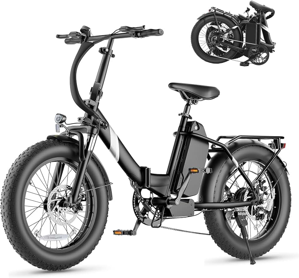 Touroll S3/S3 Pro Vélo Électrique Fat Bike Pliable, Pneus 20"x3.0" Tout Terrain, Grande Autonomie 195KM/ 65KM, 7 Vitesses, VTC E-Bike pour Adulte, Idéal pour Les Longs trajets et Les Voyages