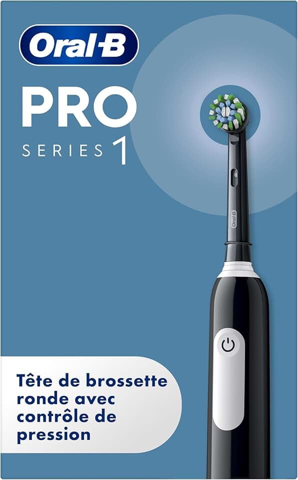 Oral-B Brosse à Dents Electrique Pro 1 avec Brossette de Rechange, Noire | 3 Modes de Nettoyage dont Douceur, Brossage avec des Oscillo-Rotations et Pulsations, Chargeur, Etui