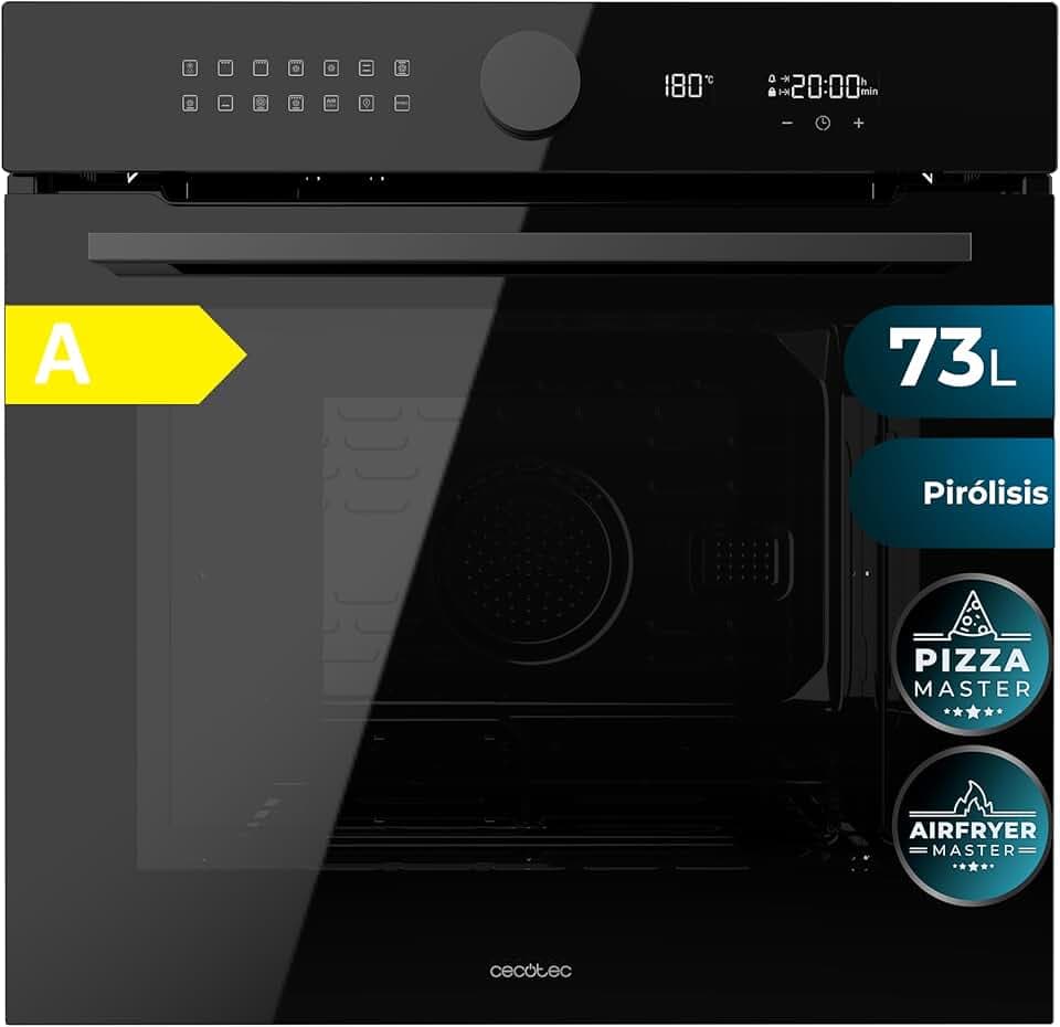 Cecotec Four encastrable pyrolyse Bolero Hexa P516000 Glass Black A.Four multifonctions Capacité de 73 L, 14 fonctions, classe A, 3250 W