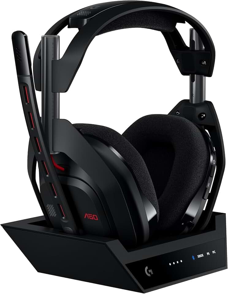 Logitech G Astro A50 LIGHTSPEED, casque gaming sans fil + station d’accueil (Gen 5), PRO-G GRAPHENE, basculement entre 3 systèmes, USB-C vers Xbox, PS5, PC, Nintendo Switch, Switch 2, Bluetooth - Noir