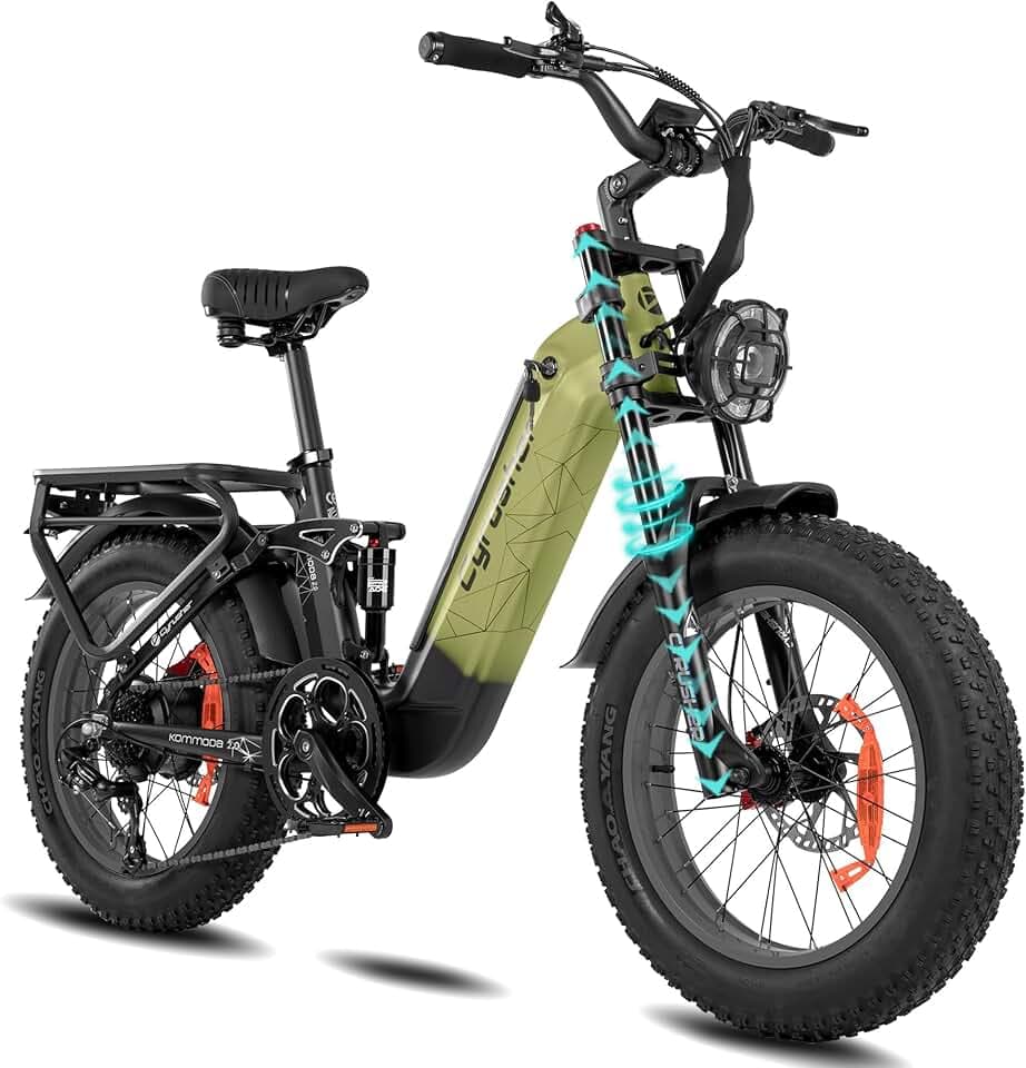 Vélo Électrique en Aluminium Kommoda3.0 20Pouces, 250W 25km/h 48V 20Ah 120km, Suspension à Air, Freins à Disque Doubles, Shi-Mano 7 Vitesses