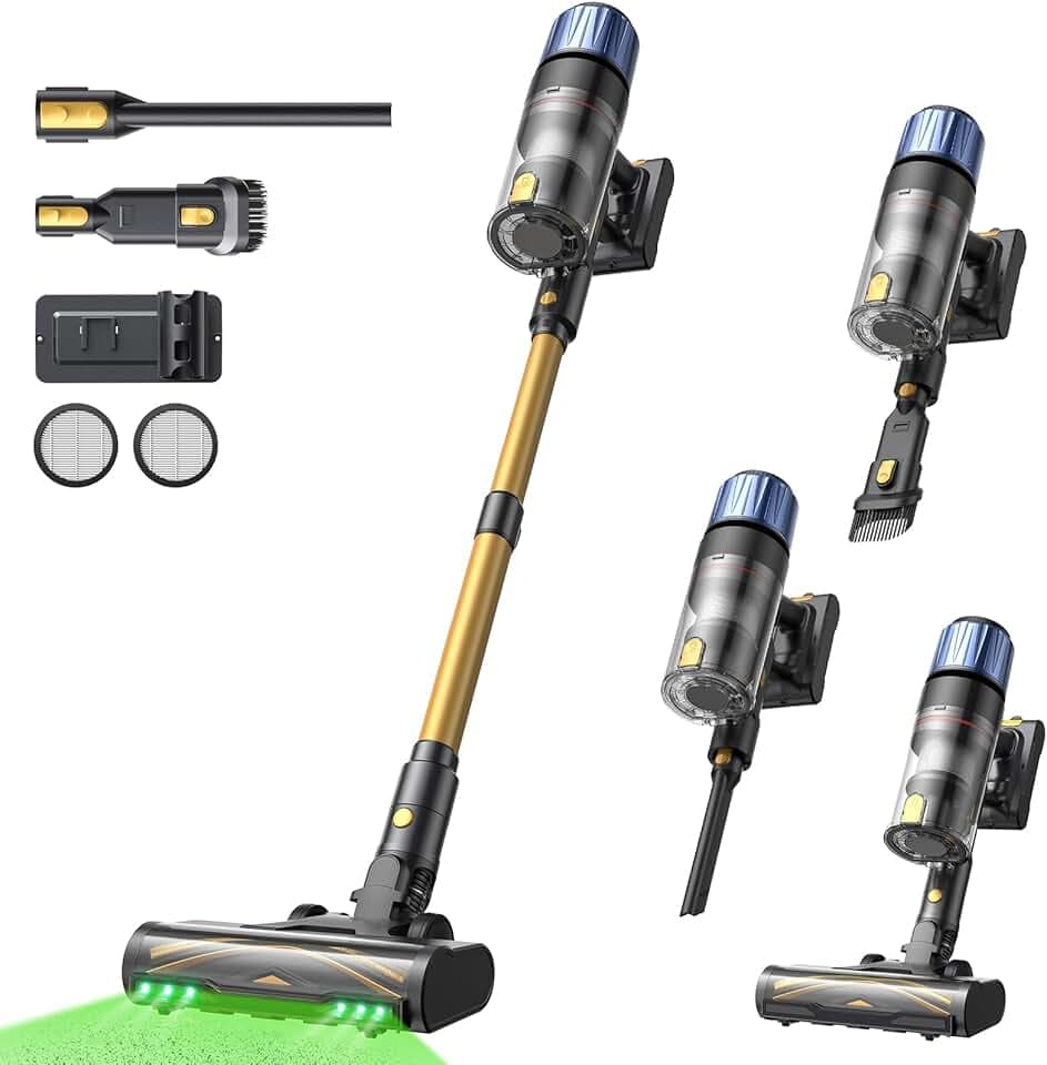 650W/55KPA Aspirateur Balai sans Fil 70min,Proscenic P15+ Aspirateur sans Fil Puissant,Brosse Anti-Enchevêtrement,Autoportante,Télescopique Balai Aspirateur Tapis,Sols Durs,Poils d'animaux et Voiture