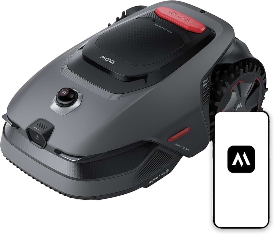 MOVA LiDAX Ultra 800 Robot Tondeuse sans Fil périphérique, Recommandé 800 m², Cartographie IA & LiDAR 3D 360° sans RTK, Coupe Bordures 5 cm, Sécurité Animaux, Toutes Terrains, Tonte en U Efficace
