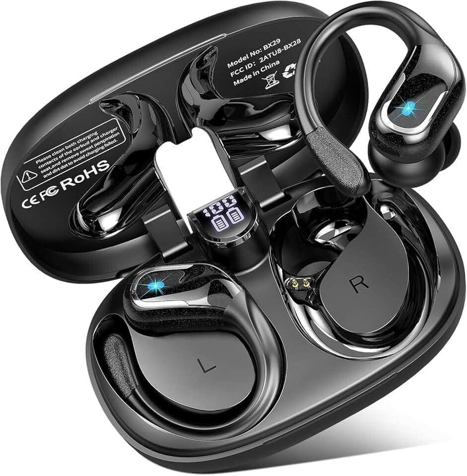 Ecouteurs Bluetooth sans Fil Sport, 75Hrs Écouteurs Bluetooth 5.4 avec Stéréo HiFi, 2026 Oreillette sans Fil avec 4 ENC Appel Réduction Antibruit Mic, IP8 Étanche oreillette bluetooth pour Android/iOS