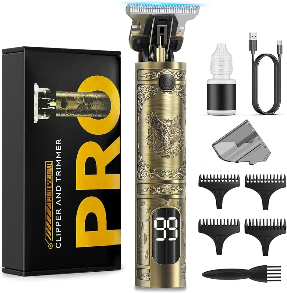 Tondeuse Cheveux Hommes, Tondeuse Barbe Homme Professionnel Tondeuse Cheveux et Barbe Homme Rasoir Electriques Hommes Sans Fil avec Ecran LED Intelligent Rechargeable USB C Cadeau Homme