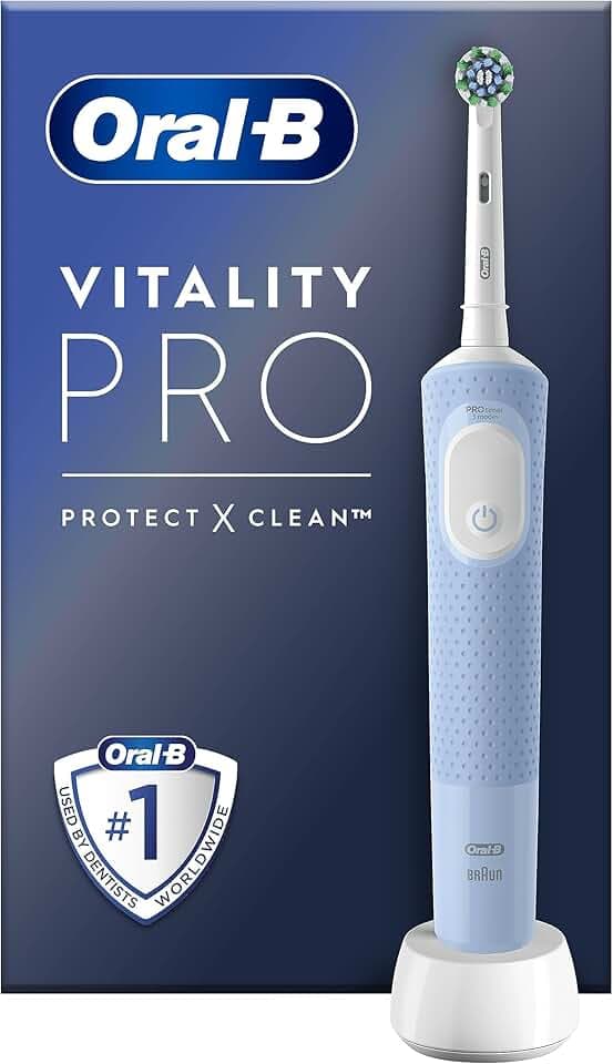 Oral-B Brosse à Dents Electriques Vitality Pro, avec Brossette de Rechange, Bleue – 3 Modes de Brossage dont Sensibilité pour les Gencives, Minuteur Intégré, Chargeur