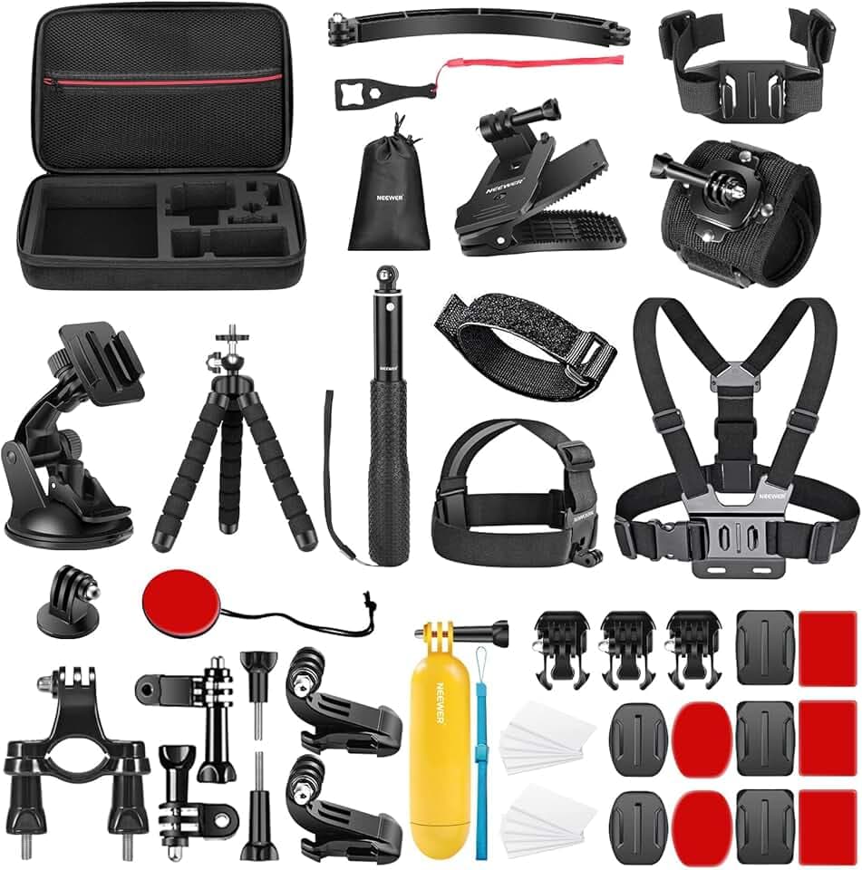 NEEWER Kit d'accessoires pour caméra d'action 50 en 1 compatible avec GoPro Hero 11 10 9 8 7 6 5 4 Max GoPro Fusion Insta360 DJI Osmo Action 2 AKASO, et plus