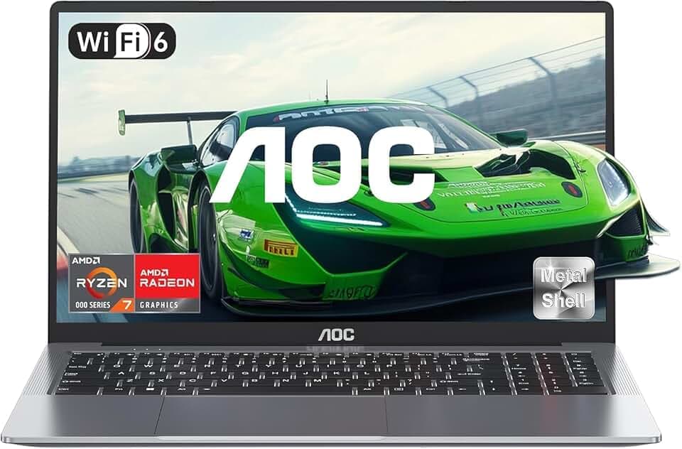AOC 2025 Ordinateur Portable Gamer - Écran 16,1'' FHD | Processeur Ryzen 7 5825U (4.5GHz Surpasse l'i7-1265U) | 16 Go RAM DDR4 | SSD M.2 512 Go | Clavier Rétroéclairé | WiFi 6 | Boîtier Métallique