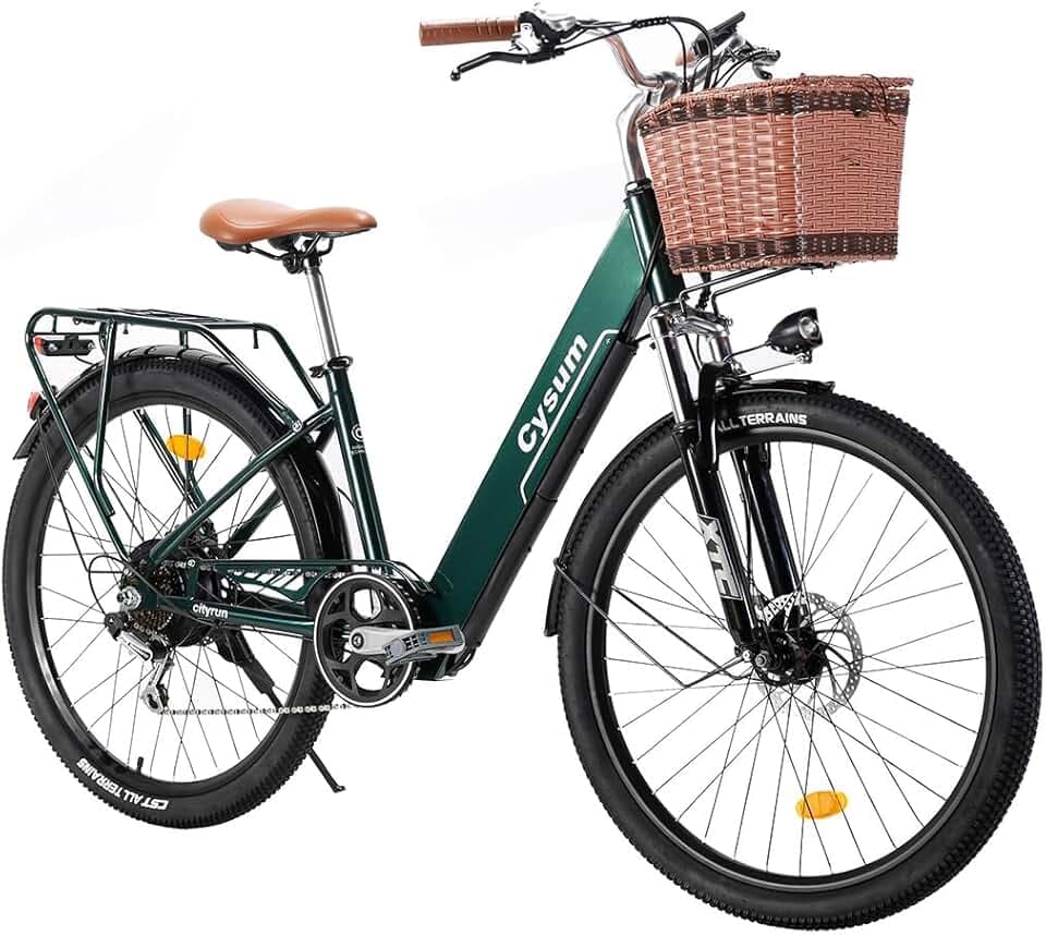 cysum Cityrun Vélo électrique, City E-Bike Femme et Homme, 26 Pouces Pedal Assist vélo électrique, Batterie 36 V 10 Ah, autonomie 80 km, Moteur 250 W, Max 25 km/h