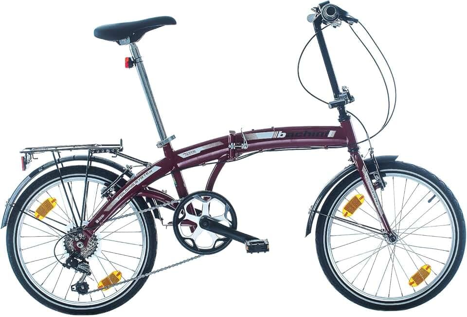 Multibrand Bachini Folding Vélo Pliant Moderne 20 Pouces, 6 Vitesses, Frein V-Brake, Garde-Boue, Sonnette, pour Adultes et Adolescents, Convient pour 155–185 cm