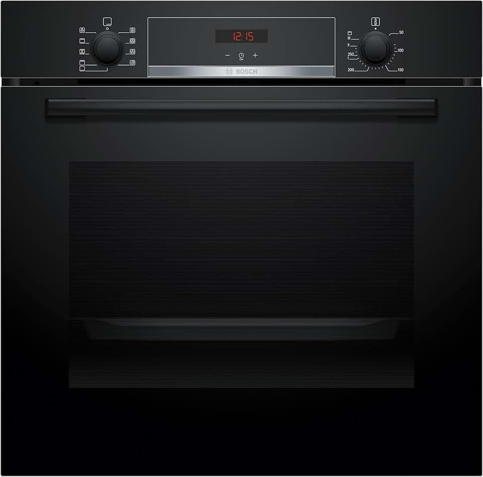 Bosch HBA534BB3 Four encastrable EcoClean : nettoyage de la paroi arrière sans aucun détergent, écran LED rouge, noir, 60 x 60 cm
