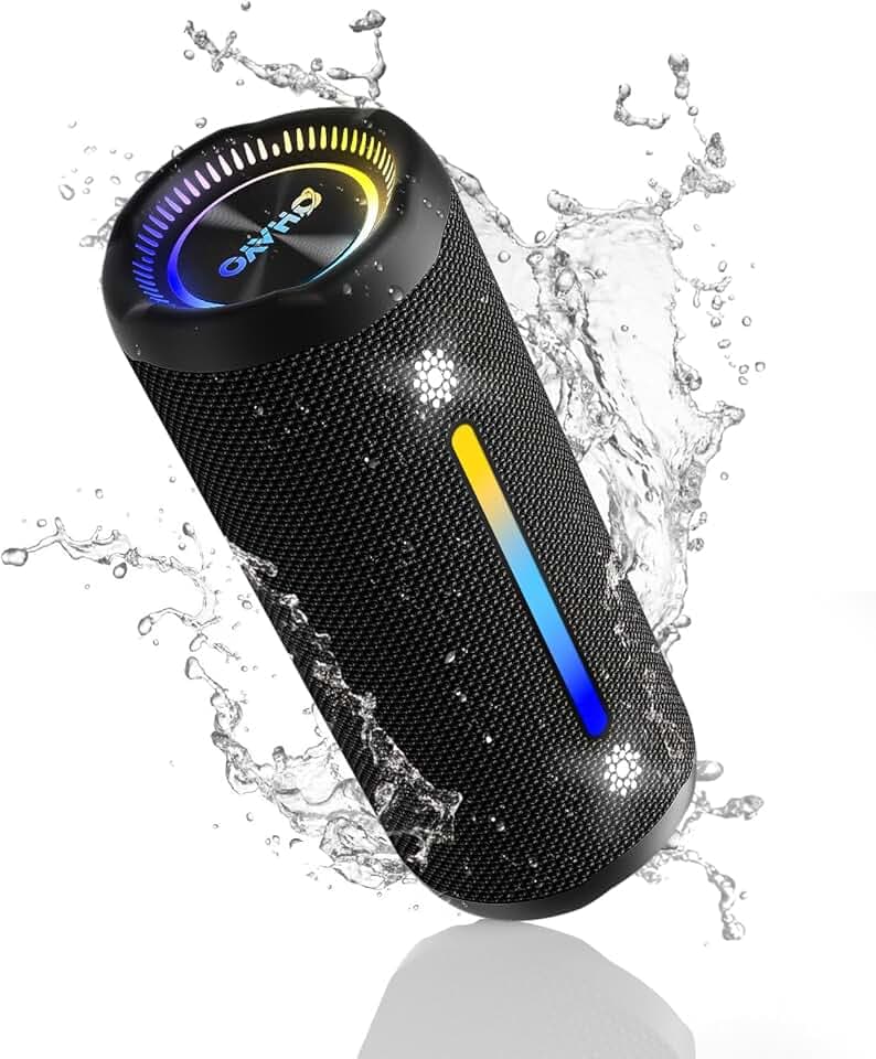 OHAYO Enceinte Bluetooth Portable avec Spectacle de Lumières LED, 35W Double Haut-parleurs, 24H Autonomie, Bass Boost & IPX7 Étanche, Haut-Parleur Bluetooth Puissant pour Extérieur, Fête, Voyage Global Recycled Standard