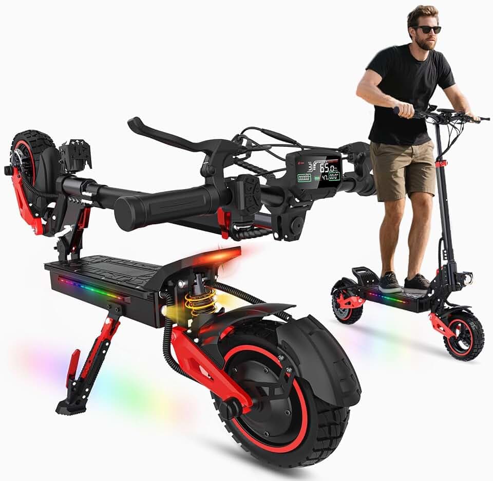 1600W Trottinette Électrique Adulte Pliable - Autonomie 45-55KM,48V 18Ah | Trotinette Electrique Adulte 10.5" Tout Terrain Double Suspension Double Frein Trottinette Électrique Pliable 150kg load