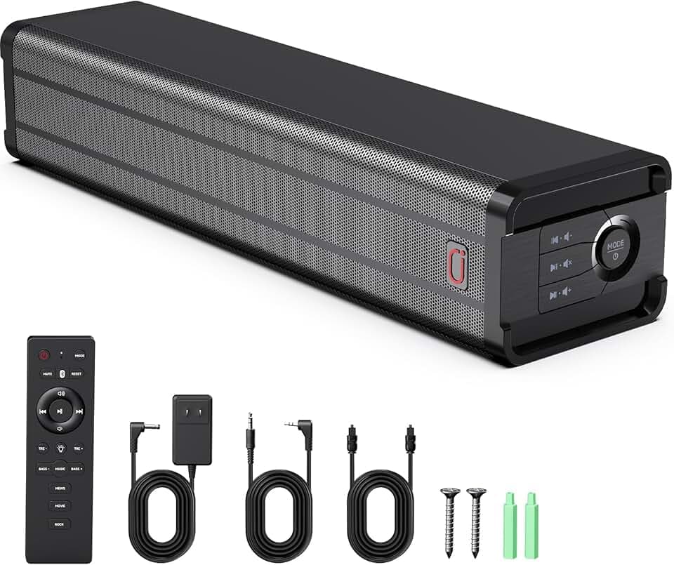 JYX Barre de Son Bluetooth pour PC, TV et Vidéo Projecteur, Son Équilibré avec Tweeter + Woofer 4 Pouces, Idéale pour Films, Séries et Home Cinéma, HDMI Arc/Optique/AUX/USB