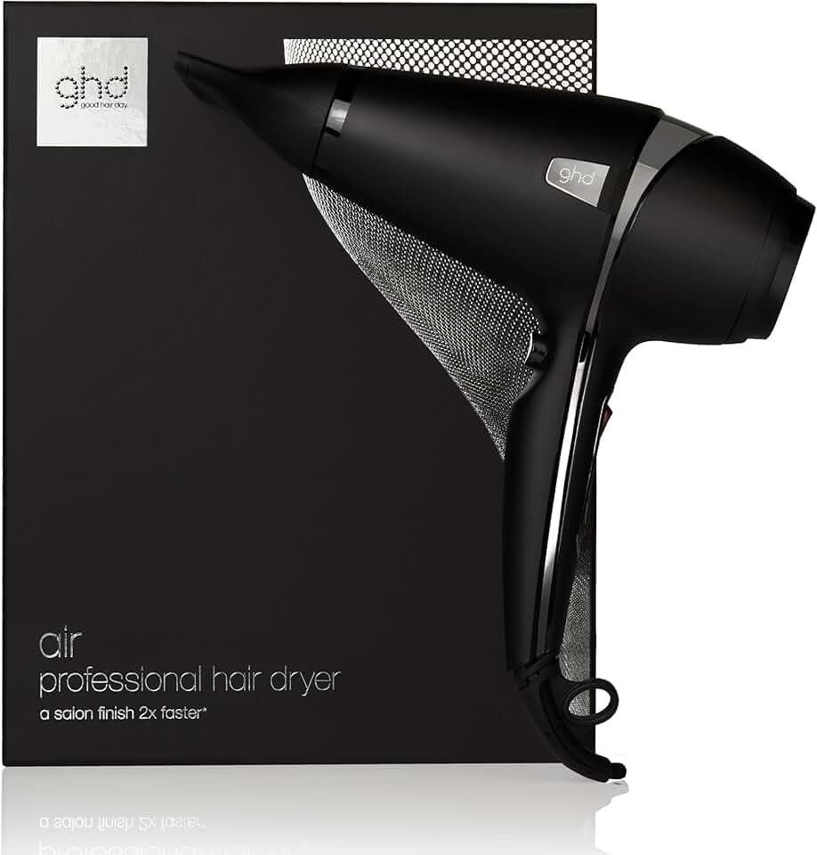 ghd - Sèche-cheveux ghd Air - Sèche-cheveux professionnel (Noir) - Séchage et coiffage rapide - Réduit les frisottis - Températures et puissances réglables - Idéal pour tous types de cheveux