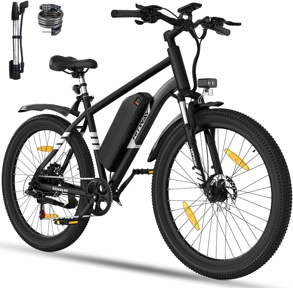HITWAY Vélo Électrique, VTT Électrique 27,5"/26" Pneu avec Batterie au Lithium Amovible 36V13Ah/48V15,6AH,Autonomie 60-100km,Ville E-Bike avec 7 Vitesses, 250W Moteur pour Adulte