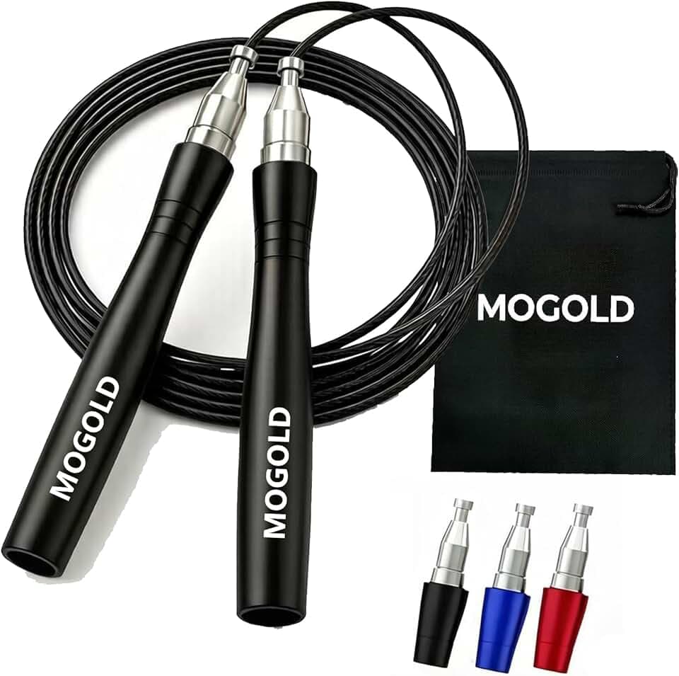 Corde à sauter de vitesse pour homme/femme - Qualité supérieure - Sans nœuds - Design autobloquant sans vis - Cordes de vitesse pour boxe/crosffit/double-unders - Corde à sauter pour