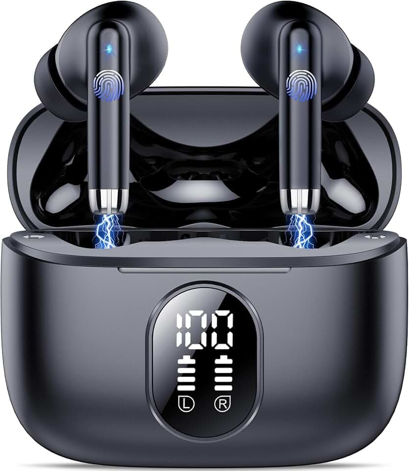 QXQ Écouteurs Bluetooth, 2026 Nouveau Ecouteurs Bluetooth 5.4 sans Fil avec HiFi Stéréo, 40H Oreillette Bluetooth ENC Réduction Antibruit Mic Casque Bluetooth, Ecouteur sans Fil pour Android iOS, Noir