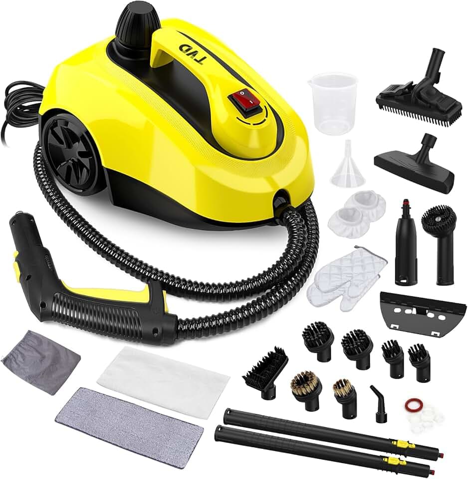 TVD Nettoyeur vapeur pour meubles rembourrés, nettoyeur vapeur avec câble d'alimentation extra long de 5 m pour nettoyeur de sol, four, voiture, carrelage, tapis, coussin, canapé, punaises de lit.