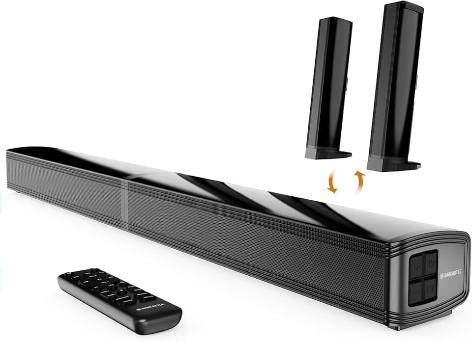Oakcastle SB80 Barre De Son Home Cinema sans Fil | Enceinte pour Téléviseur | Bluetooth 5.1 HDMI Arc, Optique, AUX et USB Soundbar Enceintes | Barre De Son Caisson De Basse