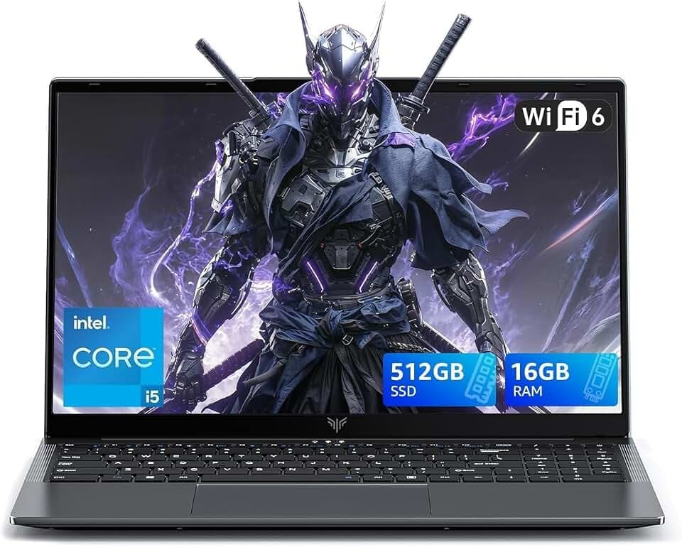 15,6" PC Portable Gamer ave 12C Core i5-12600H (Jusqu’à 4,5 GHz) | Ordinateur Portable 12C/16T - 16 Go RAM DDR4*2 + 512 Go SSD NVMe PCIe 3.0, USB 3.2, HDMI, Type-C, WiFi 6, BT5.2, Laptop Léger