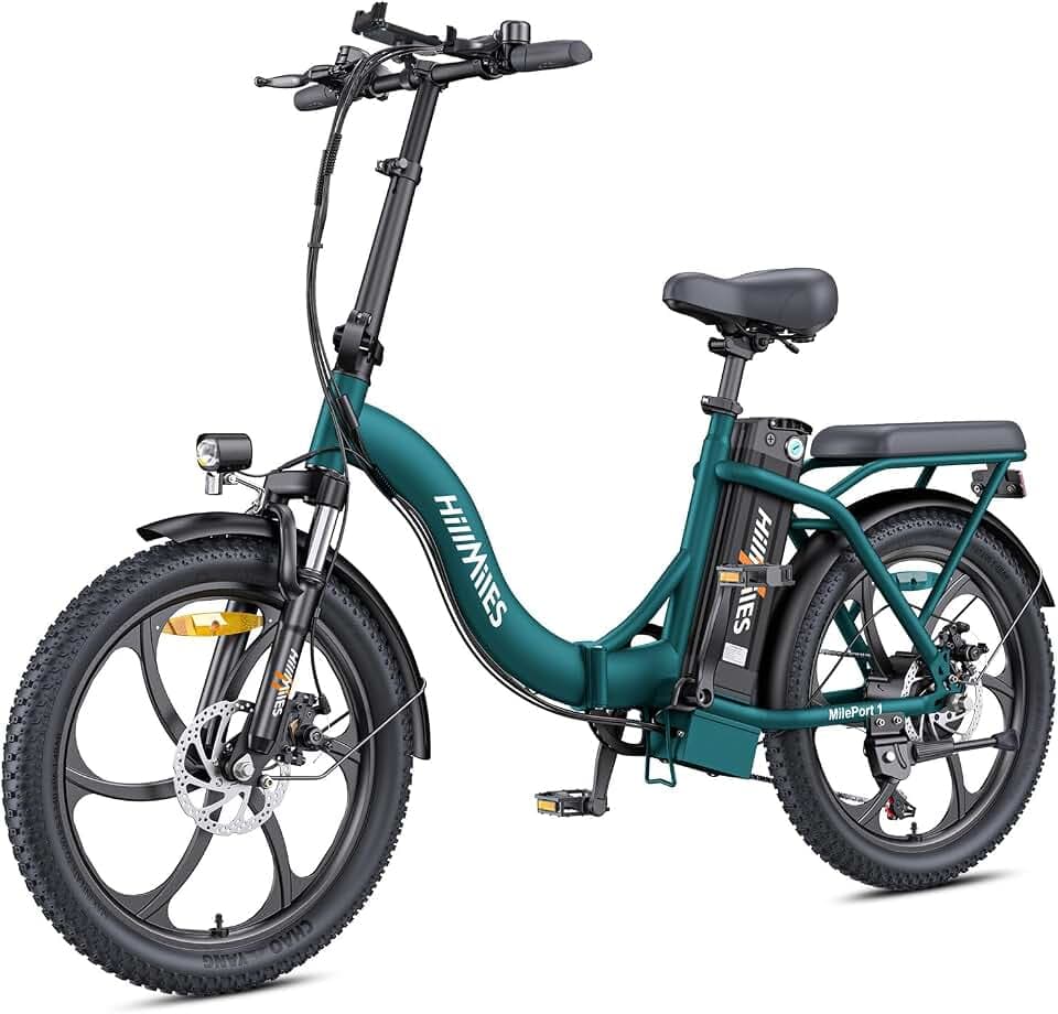 HillMiles MilePort 1 Vélo Électrique Pliant Adulte, Autonomie 100 km,Batterie 36V 13Ah Amovible, Pneus Fat 20×3.0, Vitesse 25 km/h, 250W, VAE Idéal Ville & Trajets Quotidiens