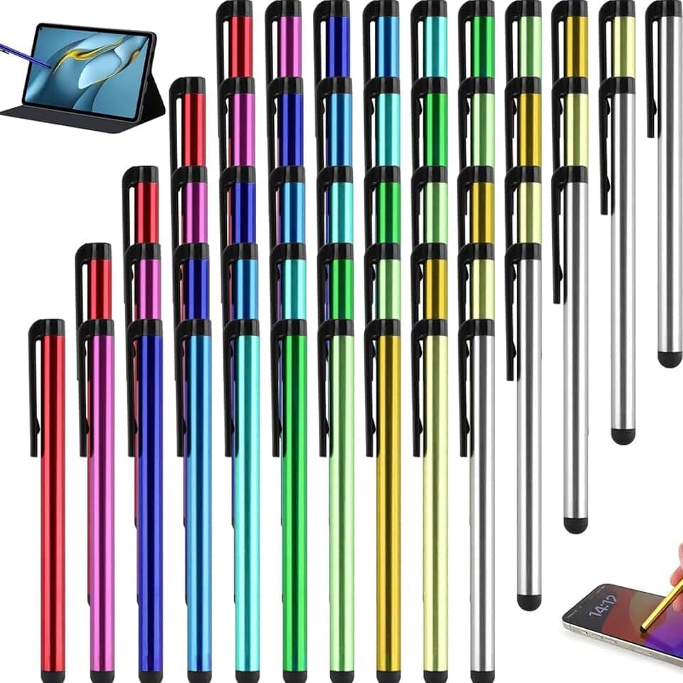 FYSL 50 Pièces Stylets Universels Capacitifs pour Écran Tactile, Stylet Stylo, Stylets Capacitifs pour Tablettes, iPad Mini, iPad Pro, iPad Air, Smartphones, Samsung Galaxy, Tous Téléphone Tablet