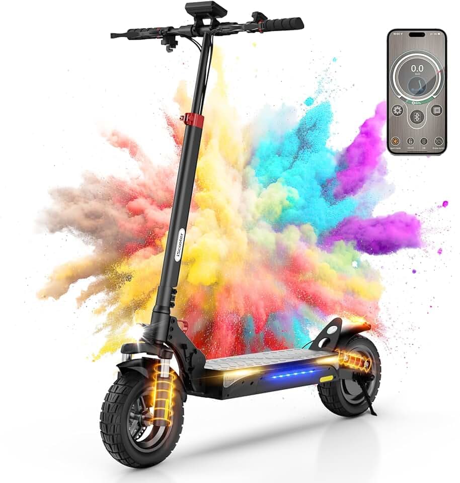 iScooter iX3 Trottinette Électrique Pliable Adulte 800W | Batterie 48V 10Ah | 25km/h | Autonomie 30-40km | 10'' Tout-Terrain | Éclairage Ambiance LED | APP Minirobot