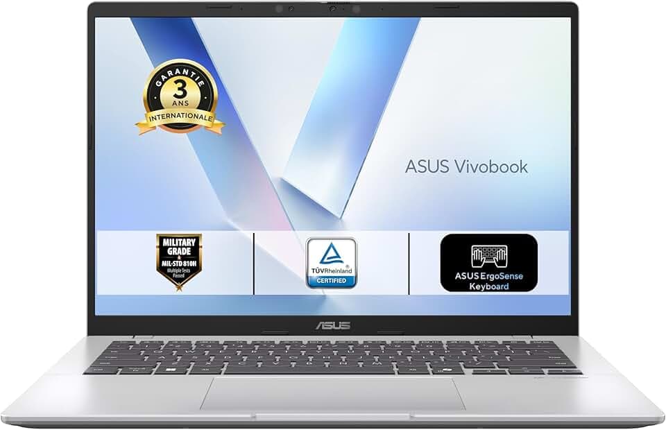ASUS Vivobook 14 Copilot+ PC S1407QA-LY043W 14.0" WUXGA 60Hz Pc Portable (Snapdragon X1 26 100 Processeur 2.97GHz, 16GB LPDDR5X, 512GB SSD, Qualcomm Adreno GPU, Windows 11 Home) – Clavier AZERTY